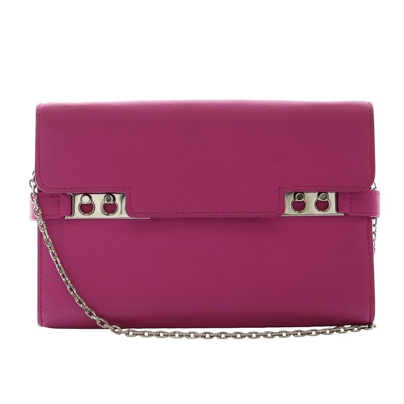 デルヴォー タンペート チェーンショルダー ウォレットバッグ レザー 紫 デルヴォー Delvaux タンペート チェーンショルダー ウォレットバッグ