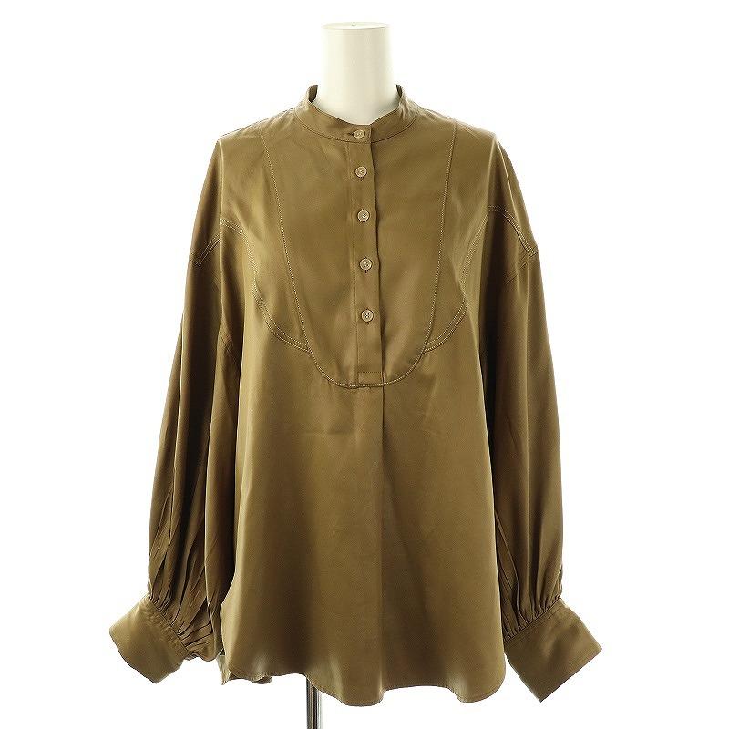 ミュラー オブ ヨシオクボ パフスリーブ ブラウス シャツ 長袖 38 カーキ ミュラー オブ ヨシオクボ muller of yoshiokubo パフスリーブ