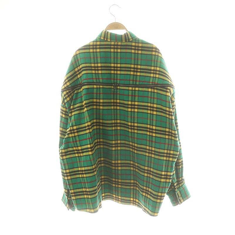 ファセッタズム FACETASM TOF-SH-M02 チェック柄ジップ長袖シャツ 4 緑