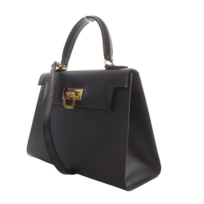 カルボッティエレナ2Way 黒 牛革ゴールド金具