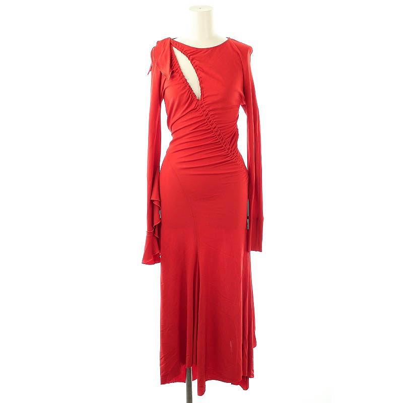 ヴィクトリアベッカム　ワンピース　ロングドレス　レッド 未使用品 ヴィクトリアベッカム Victoria Beckham ASYMMETRIC SLASH