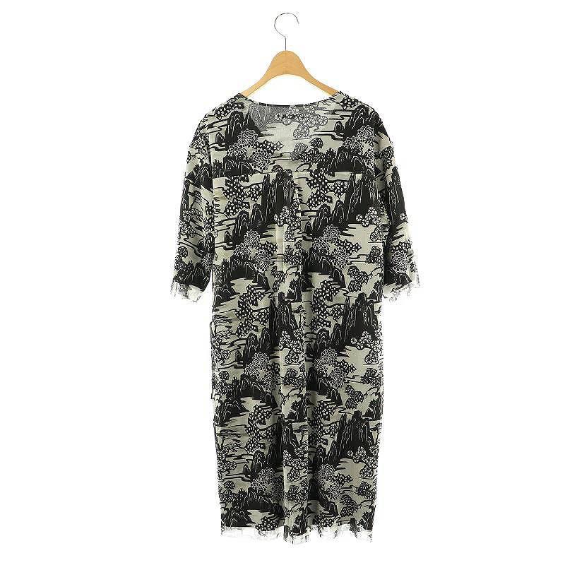 ヴィヴィアンタム VIVIENNE TAM 総柄パワーネット七分袖ワンピース