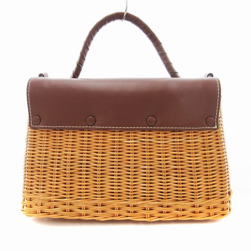 ポティオール POTIOR 2WAY かごバッグ ショルダー フラップ開閉 茶 