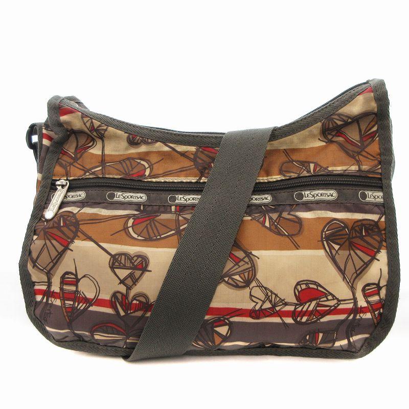 LeSportsac（レスポートサック） ショルダーバッグ ポーチ付き 総柄 茶
