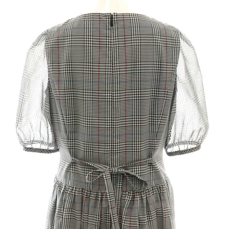 美品 エムズグレイシー ワンピース 秋冬 チェック M 38 エムズグレイシー M'S GRACY チェック 半袖 ワンピース 膝丈 38