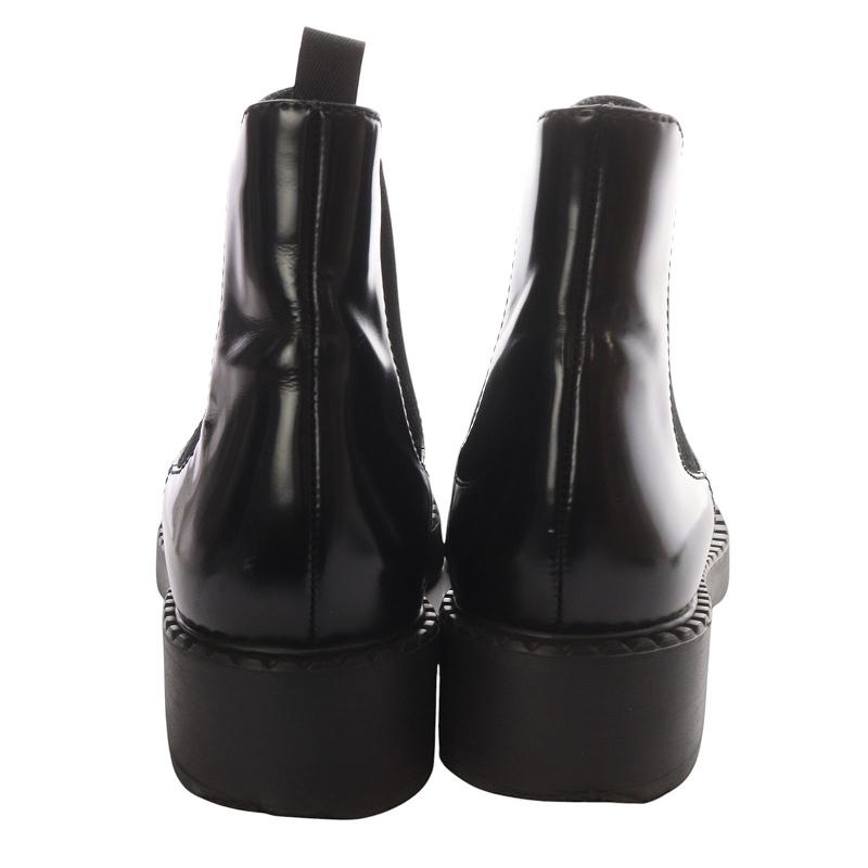プラダ PRADA サイドゴア チェルシーブーツ ショート レザー 37.5 黒