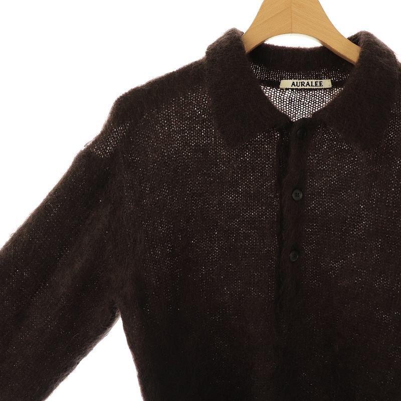 AURALEE 長袖 ニットポロシャツ オーラリー AURALEE 21AW BABY CASHMERE KNIT POLO ニット ポロシャツ