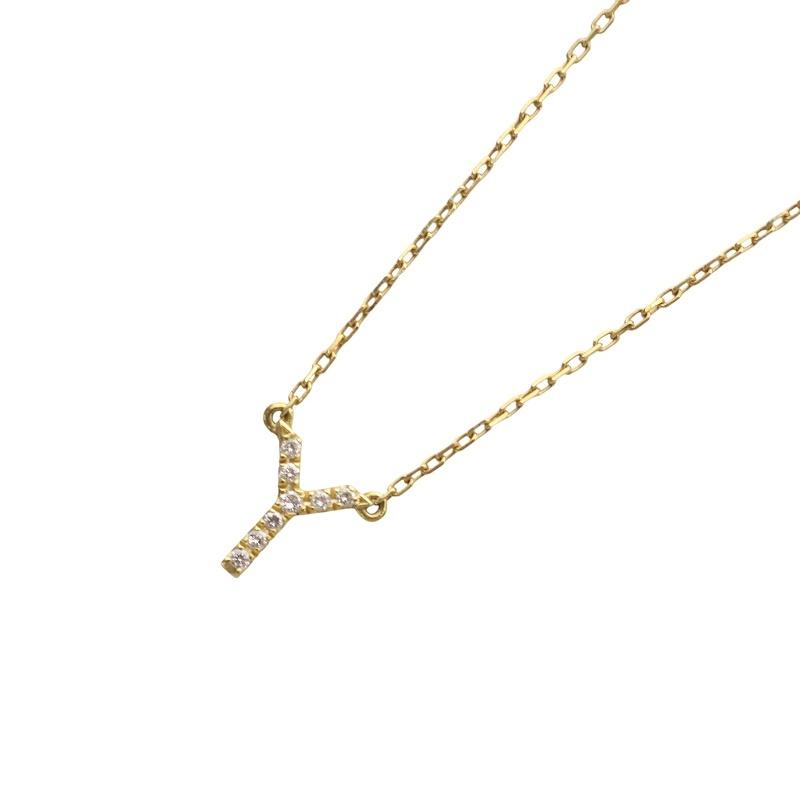 AHKAH K18 イニシャルネックレス Eチャーム