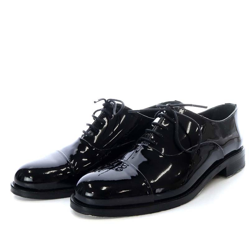 【目玉商品～超人気】，未使用品 カステラーノ Castellano 24AW ドレスシューズ オックスフォードシューズ レースアップ エナメルレザー 37 ブラック 時短 靴