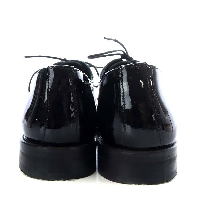 【目玉商品～超人気】，未使用品 カステラーノ Castellano 24AW ドレスシューズ オックスフォードシューズ レースアップ エナメルレザー 37 ブラック 時短 靴