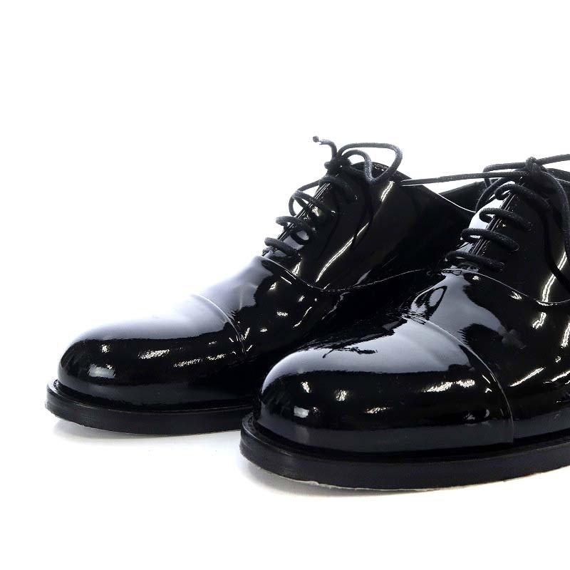 【目玉商品～超人気】，未使用品 カステラーノ Castellano 24AW ドレスシューズ オックスフォードシューズ レースアップ エナメルレザー 37 ブラック 時短 靴