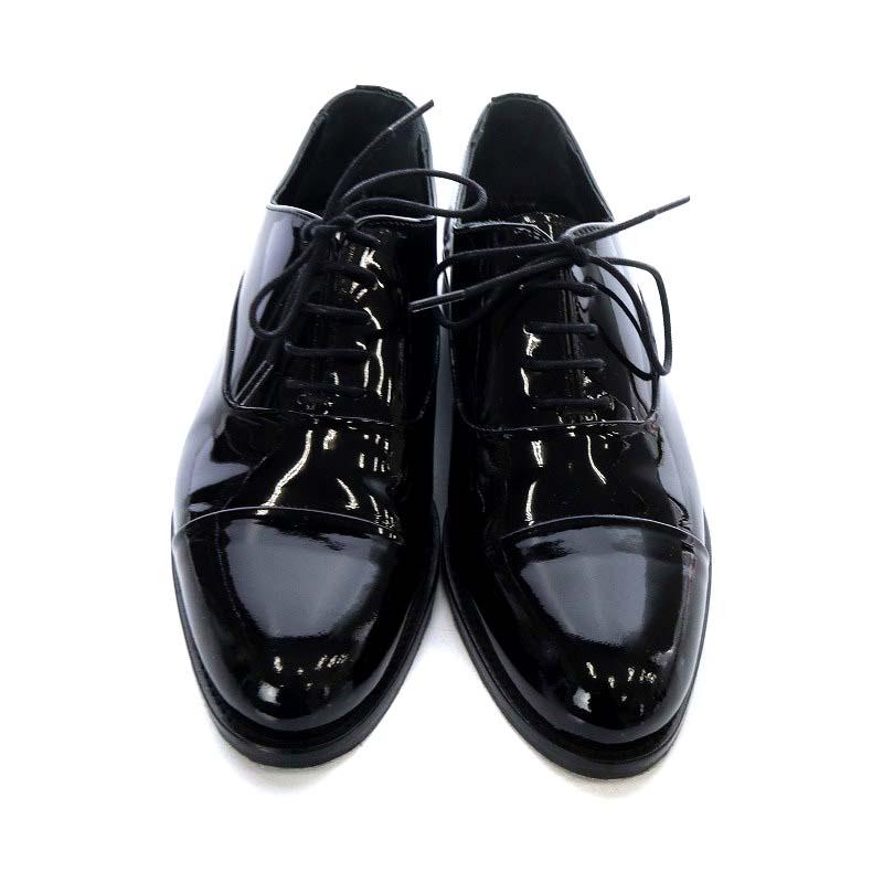 【目玉商品～超人気】，未使用品 カステラーノ Castellano 24AW ドレスシューズ オックスフォードシューズ レースアップ エナメルレザー 37 ブラック 時短 靴