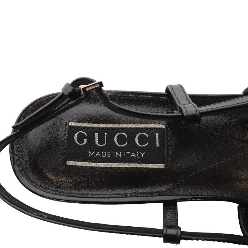 【中古】未使用品 グッチ GUCCI WMNS Ballerina with Double G パンプス フラット ストラップ 36.5 ブラック 762765 GUCCI（グッチ） 未使用品 GUCCI WMNS Ballerina with Double G