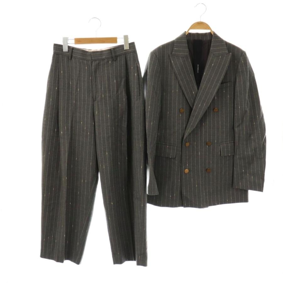 【中古】ドメル DOMELLE ラメ ストライプ ジャケット×ラメ ストライプ パンツ セットアップ 1 2 グレー ドメル DOMELLE ラメ ストライプ ジャケット×ラメ パンツ セットアップ