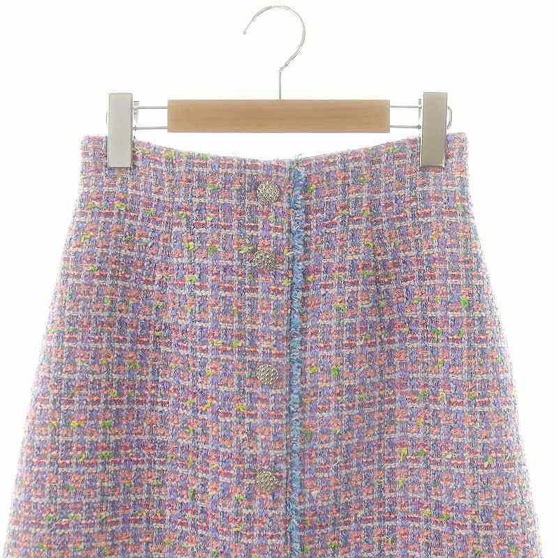 アナイ ANAYI 24SS フィルムラメツイード セミタイトスカート 34