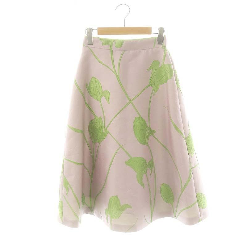 アナイ ANAYI チューリップジャガード フレアスカート シルク混 34  