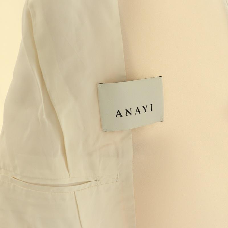 アナイ ANAYI トリアセジョーゼットノーカラージャケット 38