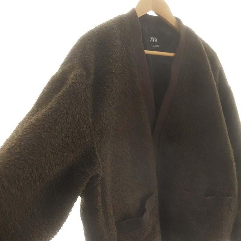 ZARA（ザラ） ボアカーディガン ジャケット Vネック L ブラウン /DF
