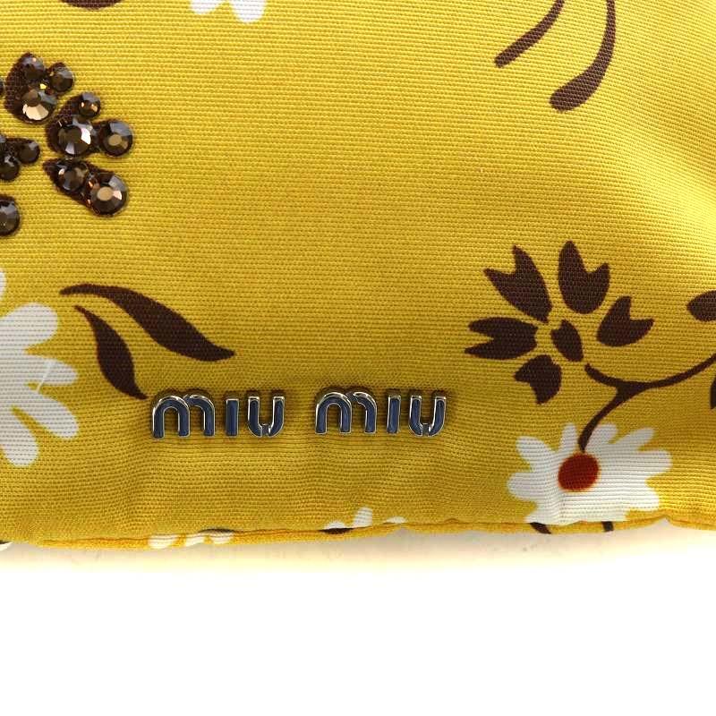Miu Miu 花柄巾着ポーチ イエロー Miu Miu 花柄巾着ポーチ イエロー MIU MIU(ミュウミュウ) / 巾着ポーチ
