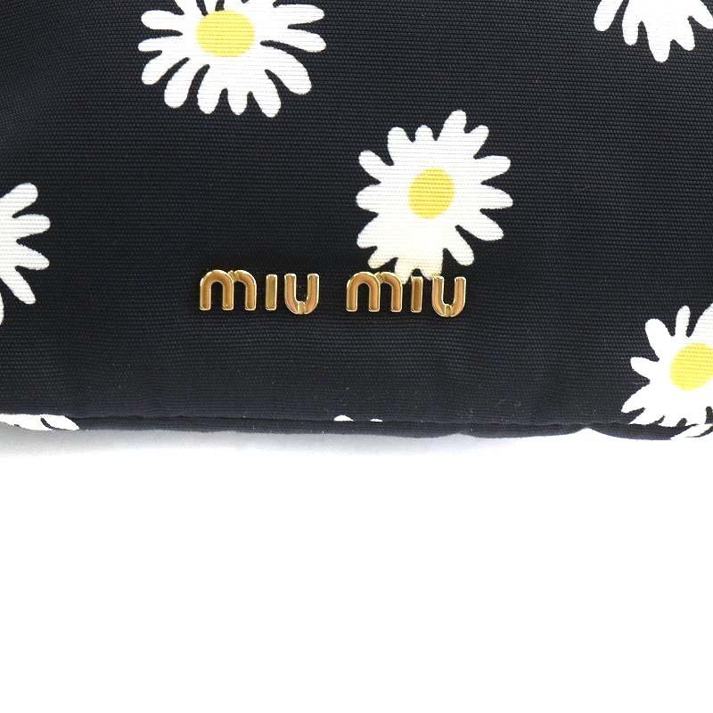 miu miu（ミュウミュウ） 巾着バッグ ポーチ DAISY ブラック /YO19