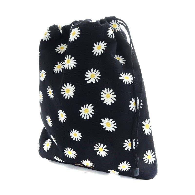 新品 miu miu ミュウミュウ ロゴ 総柄 巾着 ポーチ イエロー