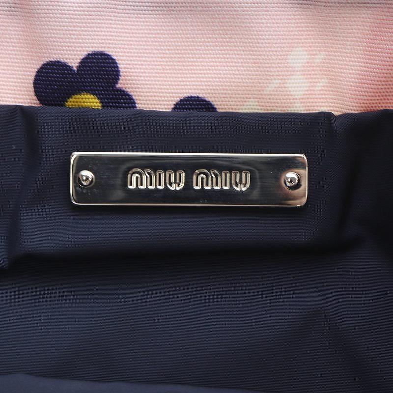 miu miu（ミュウミュウ） 巾着バッグ ポーチ フラワープリント ピンク