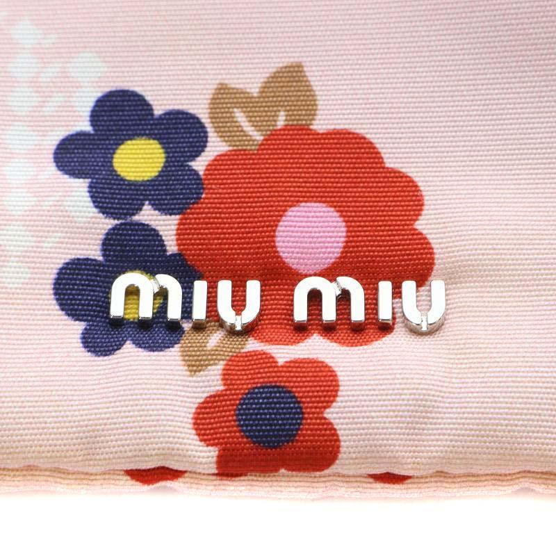 miu miu（ミュウミュウ） 巾着バッグ ポーチ フラワープリント ピンク