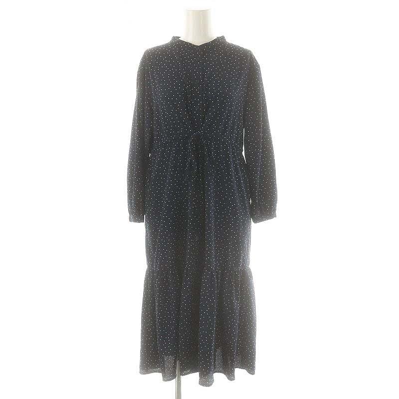 コヒナ COHINA バンドカラードットワンピース short ネイビー ホワイト