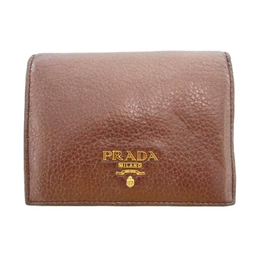 PRADA プラダ コンパクトウォレット 二つ折り財布 レザー メタリック 