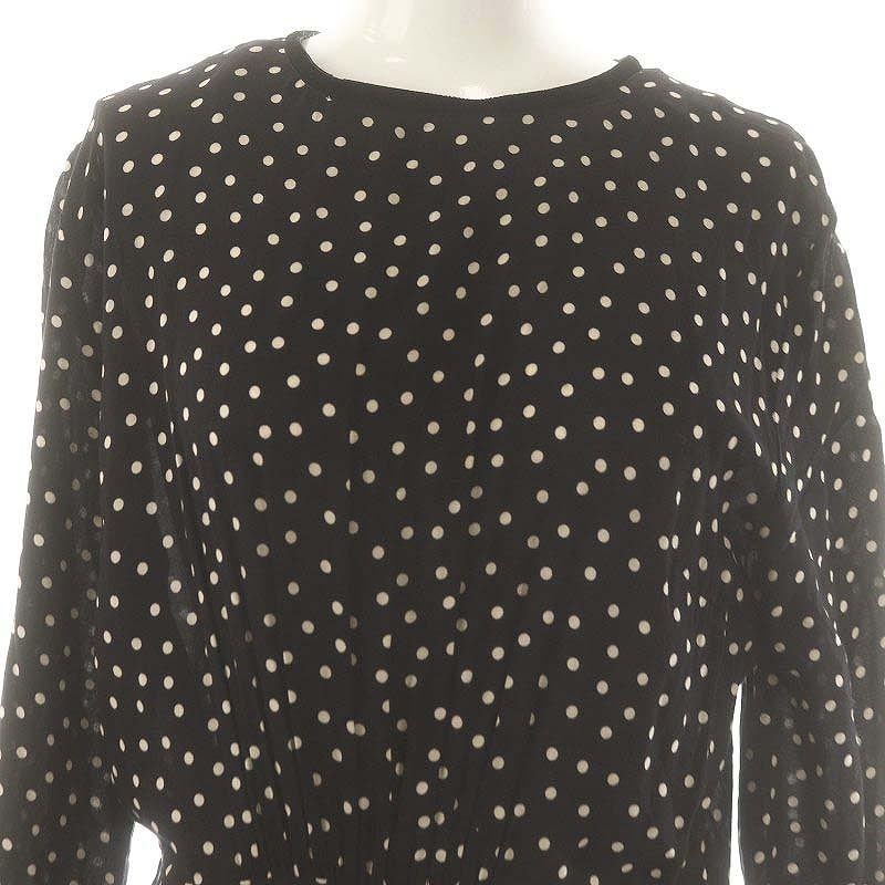 シンメ SINME ドットワンピース ひざ丈 M ブラック オフホワイト /DF  