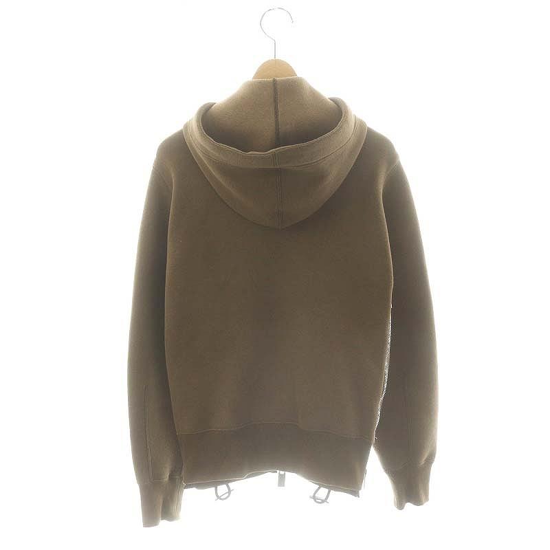 【中古】サカイ sacai Sponge Sweat x Nylon Twill Hoodie パーカー ジップアップ 1 カーキ SCW-077 レディース サカイ sacai Sponge Sweat x Nylon Twill Hoodie パーカー ジップ