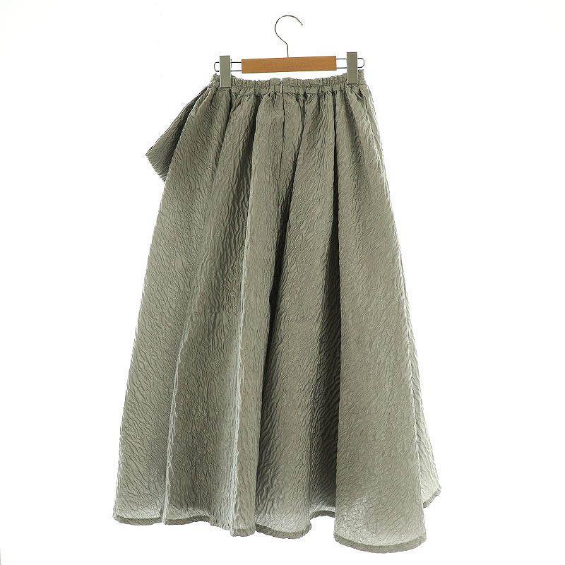 オブリ　OBLI フレアスカート オブリ OBLI 25SS ジャガードリボンスカート フレア 0 グレー /MI □OS