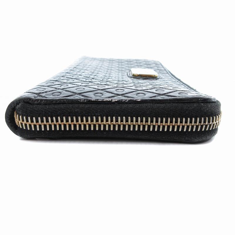 トッズ TOD'S 長財布 ウォレット エナメル ラウンドファスナー ロゴ 黒