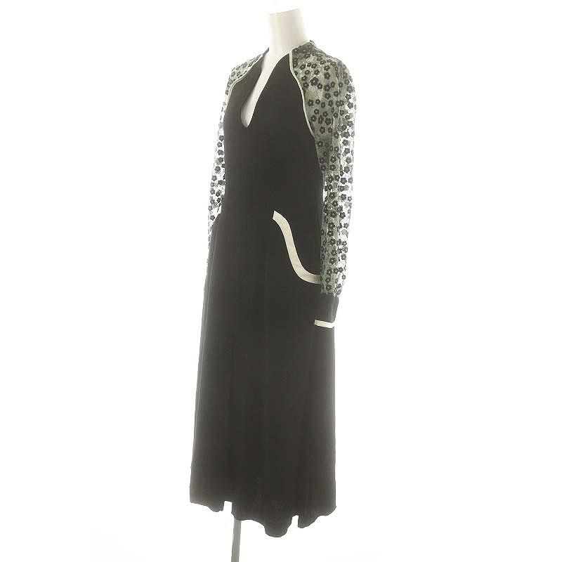 マメクロゴウチ Mame Kurogouchi Pedicel Lace Sleeves A-line