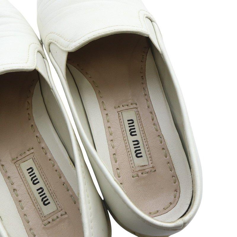 miu miu ミュウミュウ メタルトゥ 厚底スリッポン シルバー miu miu（ミュウミュウ） メタルトゥキャップ フラットシューズ