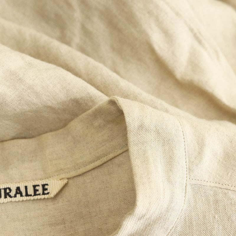 AURALEE ベージュ リネン 長袖シャツ オーラリー AURALEE リネンギャバジンバンドカラーシャツ 長袖 1
