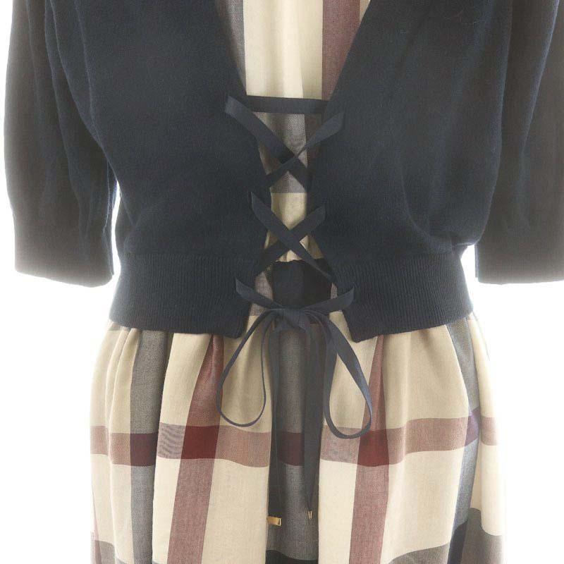 ブルーレーベルクレストブリッジ チェック柄 ベルト ニット 切り替え