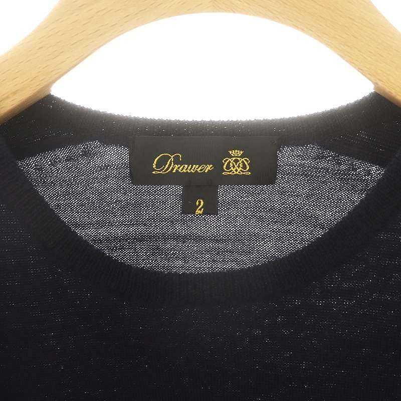 美品 ドゥロワー カシミヤ混 16G 天竺クルーネックニット ハイゲージ 薄手 ドゥロワー ニットセーター 天竺クルーネック 16G カシミヤ混