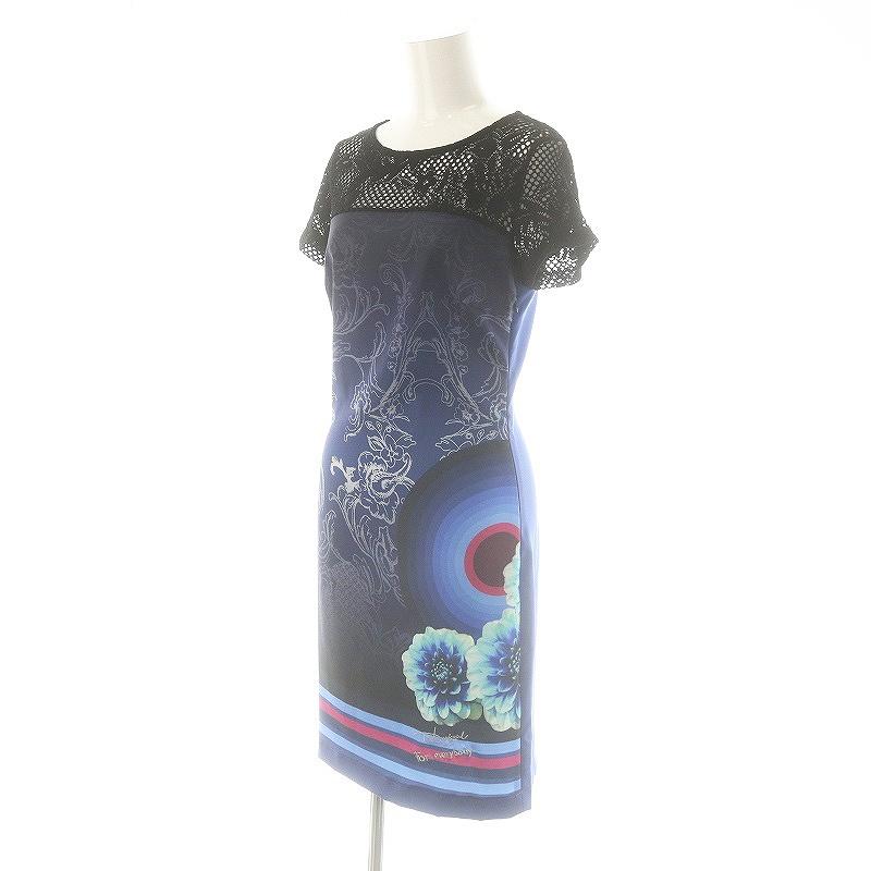 未使用品 デシグアル Desigual レース切り替えフラワープリント