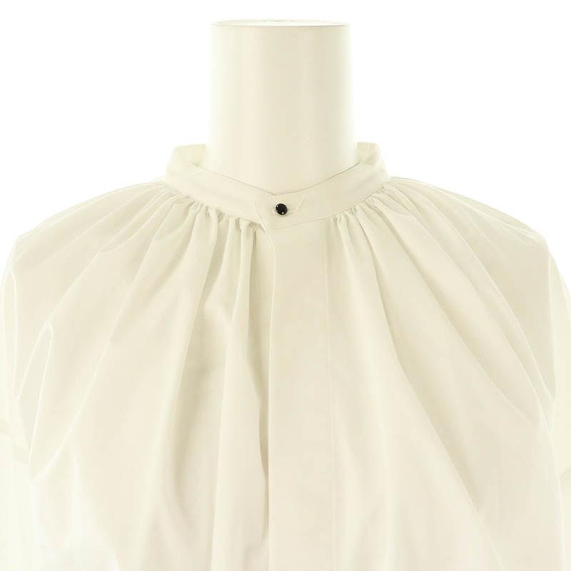 HYKE ハイク バンドカラーブラウス ギャザー パフスリーブ 白 サイズ2