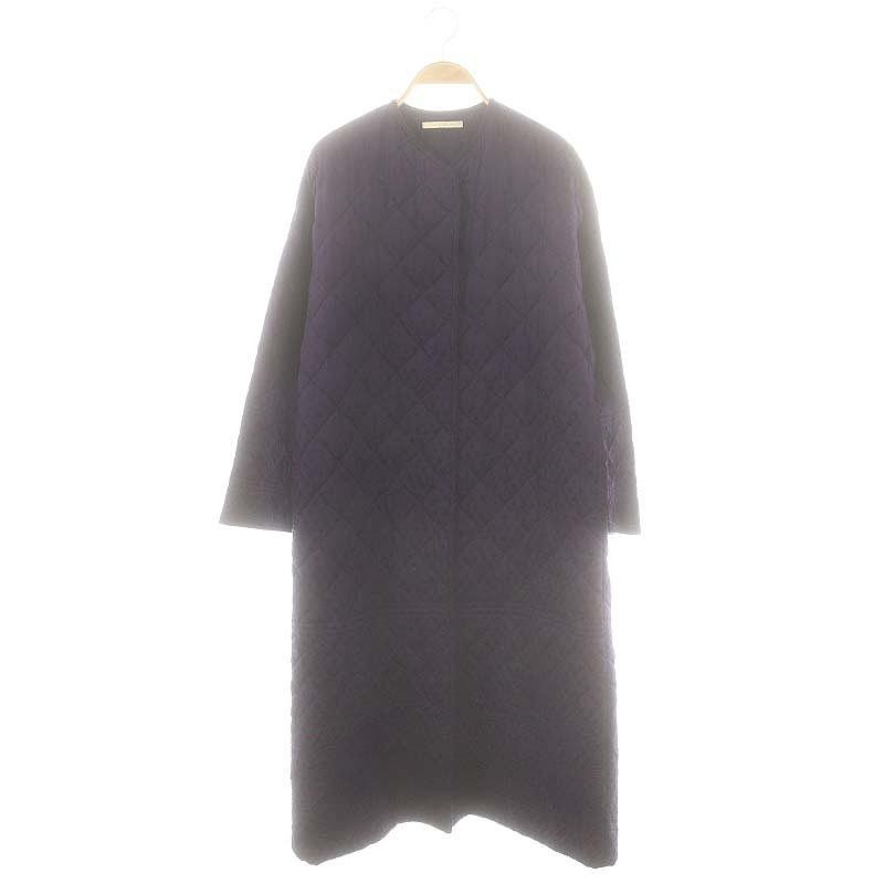 【中古】ヌキテパ NE QUITTEZ PAS! 中綿キルティングコート ノーカラー 紫 パープル /ES ■OS ■SH レディース ヌキテパ NE QUITTEZ PAS! 中綿キルティングコート ノーカラー 紫