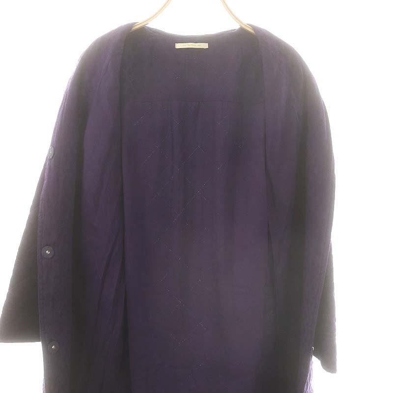 ヌキテパ NE QUITTEZ PAS! 中綿キルティングコート ノーカラー 紫