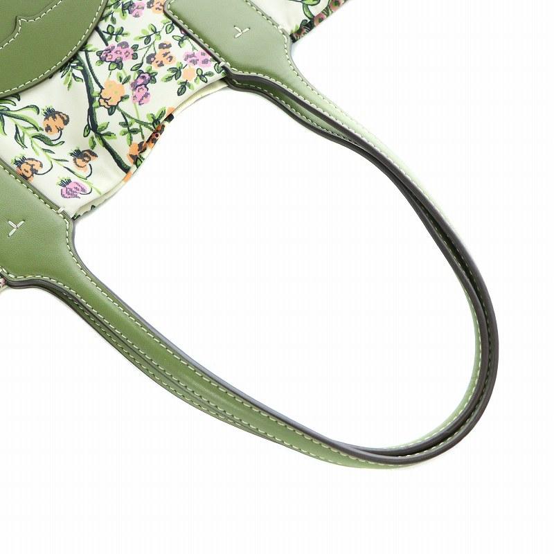 希少色！トリーバーチ エラ トート 花柄 鳥柄 ナイロン レザー バック