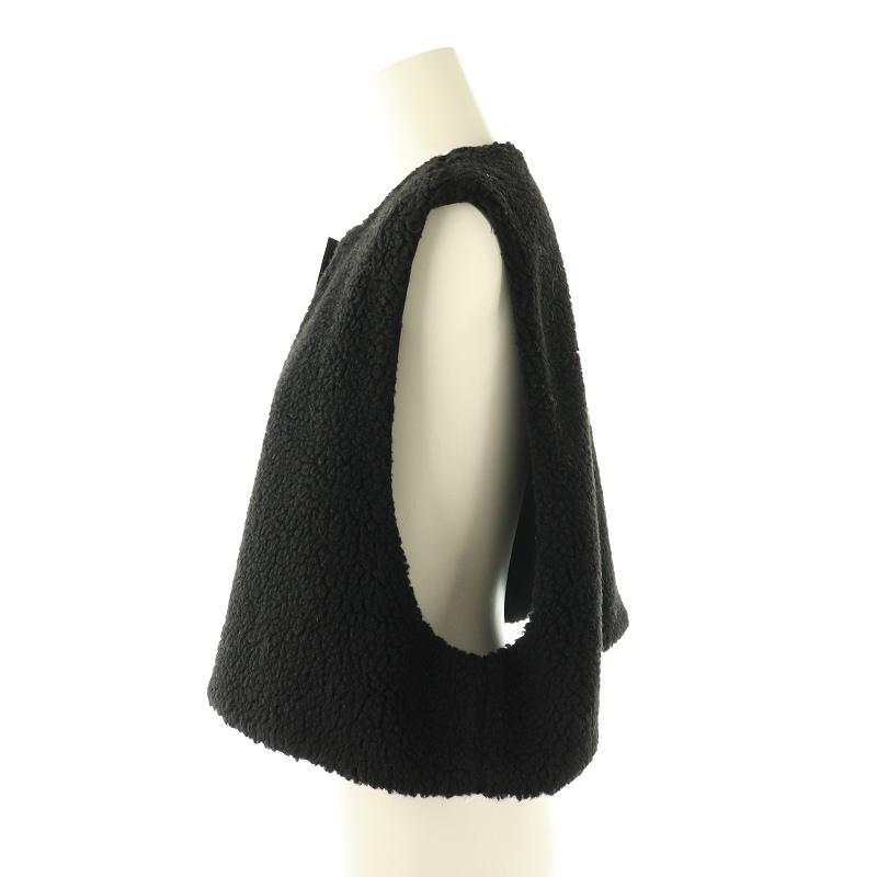 サクラ SAKULA ボアベスト クロップド丈 ウール混 38 黒 /MI □OS