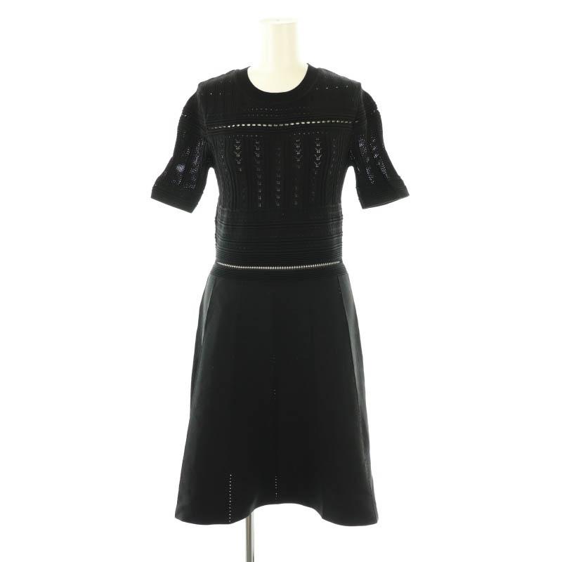 ZARA（ザラ） メッシュ ショートスリーブ ミニワンピース ニット M 黒