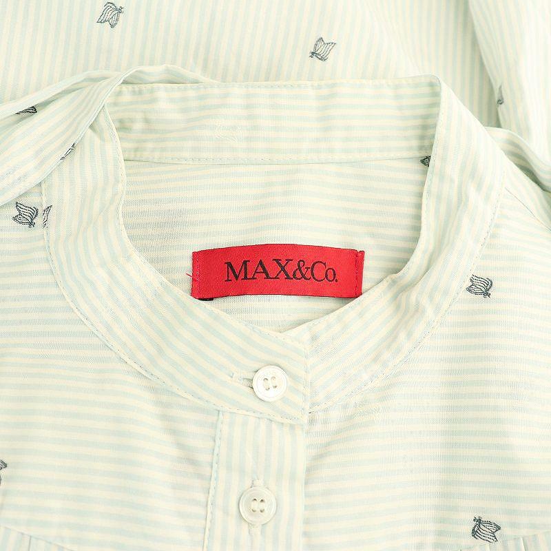 マックス&コー MAX&CO. ストライプノーカラーブラウス 長袖 36