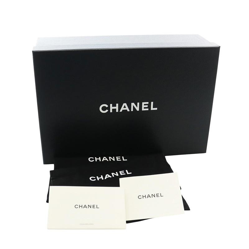 シャネル CHANEL Mary Janes Goatskin Grosgrain パンプス ストラップ ラウンドトゥ チャンキーヒール ココマーク 37C 黒 24A G45835の画像