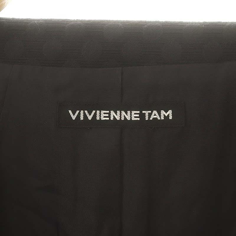 【中古】ヴィヴィアンタム VIVIENNE TAM ドットジャガード襟付きコート 0 黒 ブラック /AQ ■OS レディース ヴィヴィアンタム VIVIENNE TAM ドットジャガード襟付きコート 0 黒