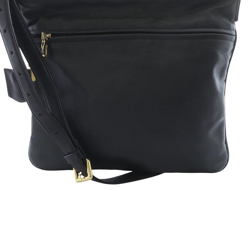 LOEWE（ロエベ） ヴィンテージ キャンバス レザー ショルダーバッグ 黒