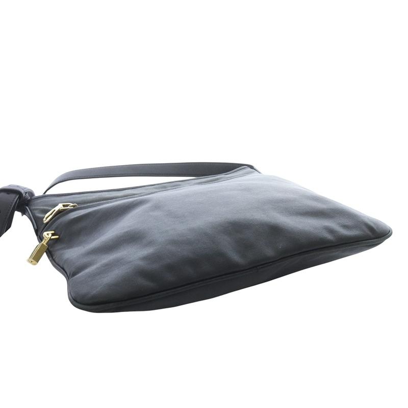 LOEWE（ロエベ） ヴィンテージ キャンバス レザー ショルダーバッグ 黒 
